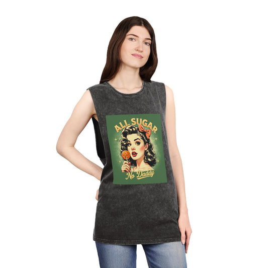 All Sugar No Daddy Stonewash Graphic Tank