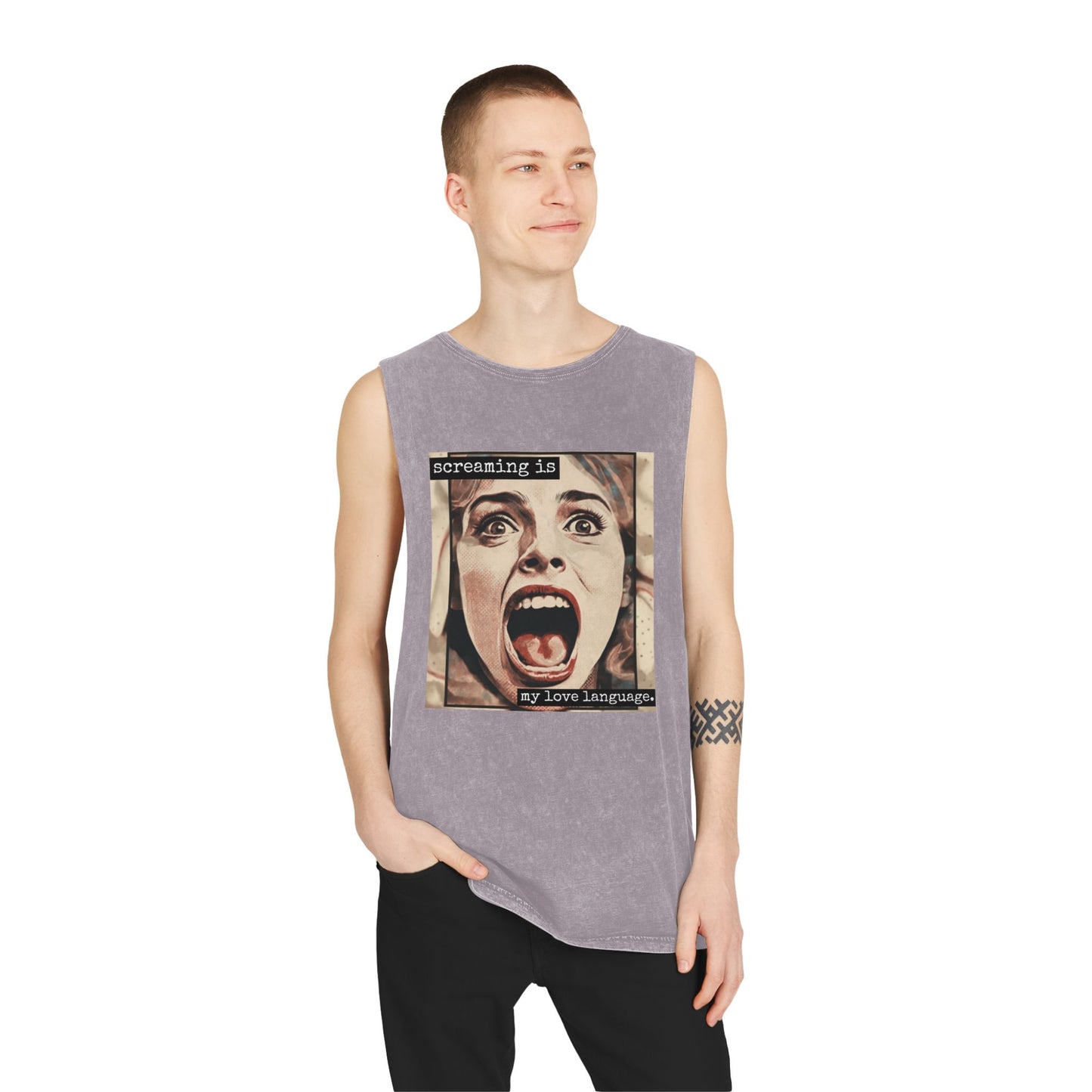 Screaming Is My Love Language Stonewash Graphic Tank