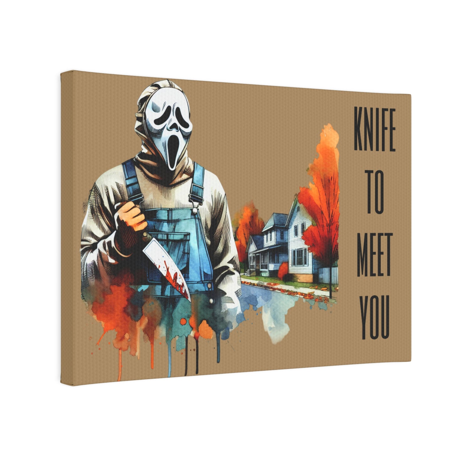 Knife To Meet You Scream Mask Photo Tile (Brown)