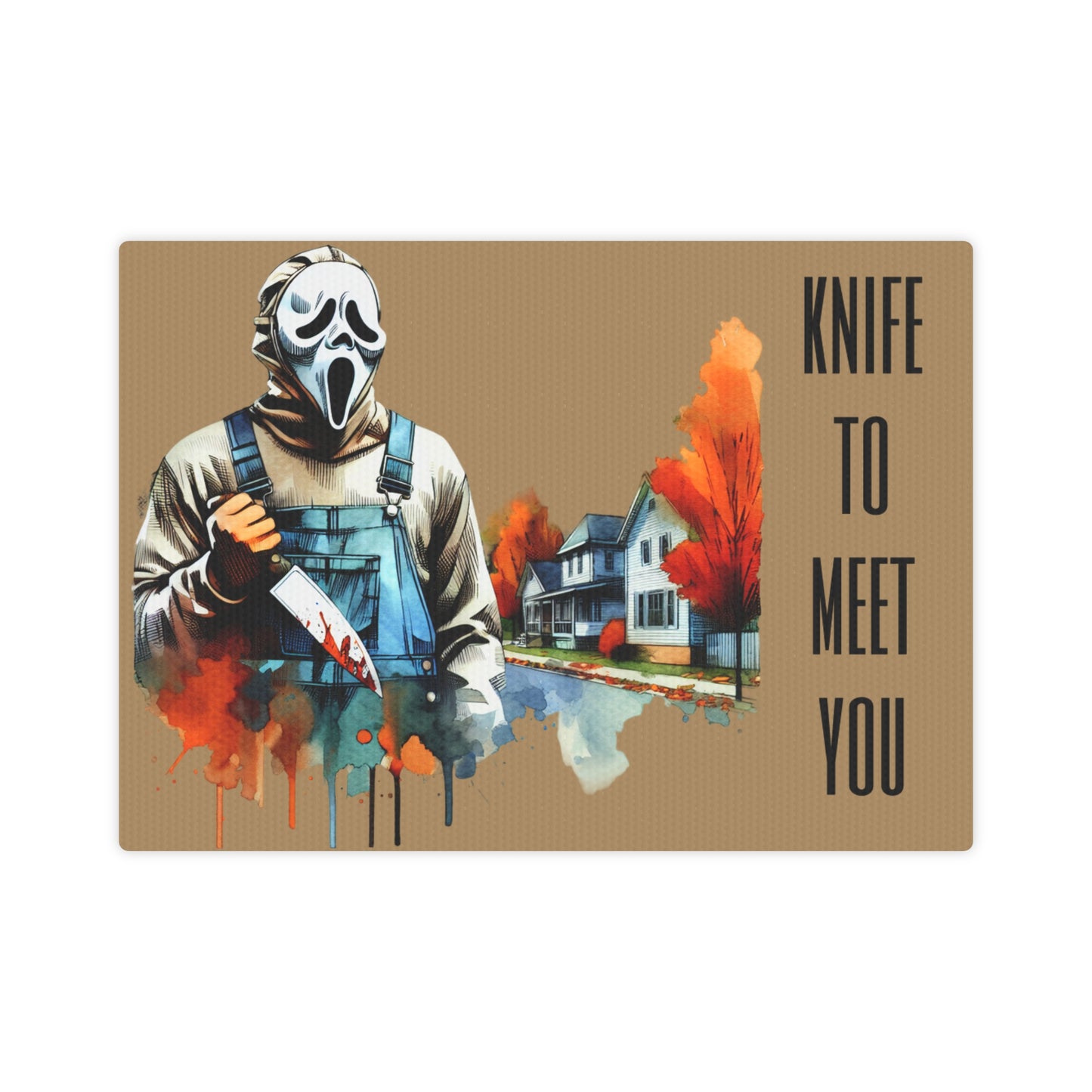 Knife To Meet You Scream Mask Photo Tile (Brown)