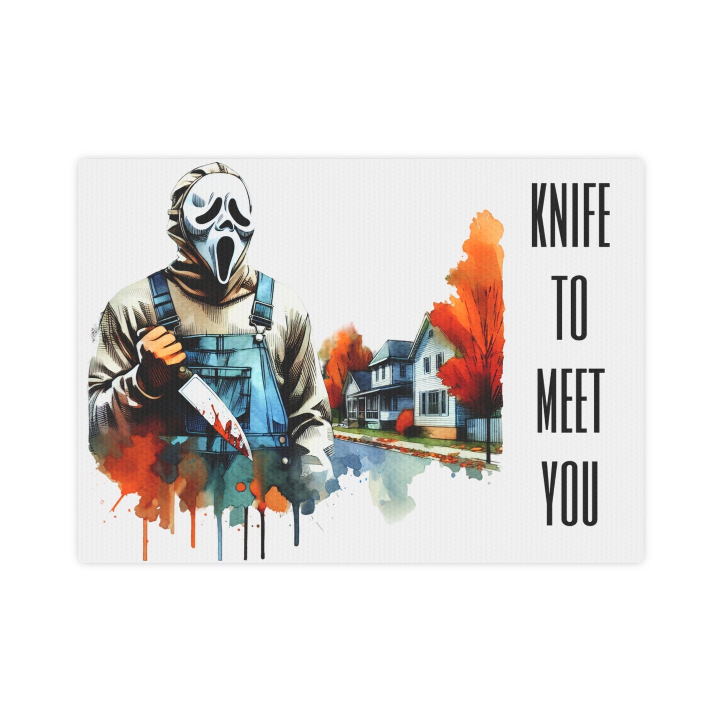 Knife To Meet You Scream Mask Photo Tile