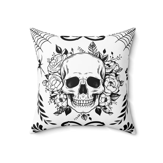 Skull with Roses & Spider Halloween Decor